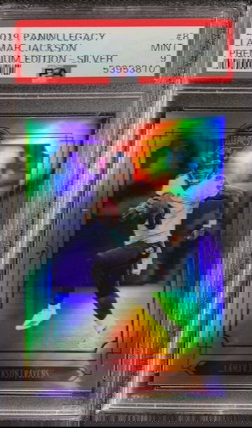 2019 Panini Legacy Premium Edition Silver Prizm Lamar Jackson #8 PSA 9 Mint