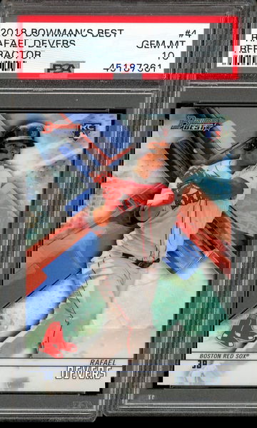 RAFAEL DEVERS RC PSA 10 2018 BOWMAN'S BEST REFRACTOR #4 RED SOX