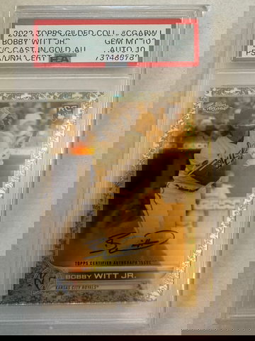 2022 Topps Gilded Collection Bobby Witt Jr. Cast In Gold 45/199 PSA 10/AUTO 10