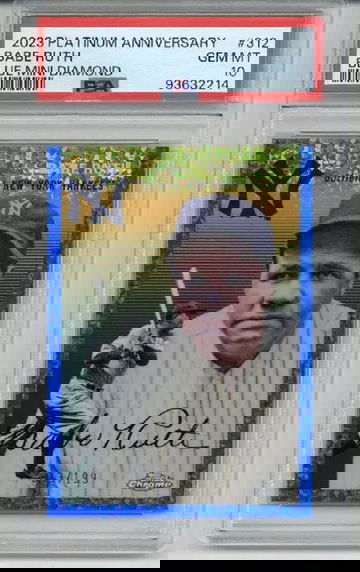 2023 TOPPS CHROME PLATINUM ANN BLUE MINI DIAMOND REFRACTOR BABE RUTH /199 PSA 10