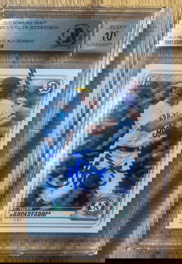 2020 Tyler Soderstrom Bowman 1st Draft RC on card auto 10 GM