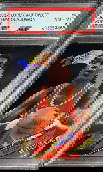 1992 Topps Archives Gold Akeem Olajuwon #4 PSA 8 NM-MINT POP 3 Houston Rockets