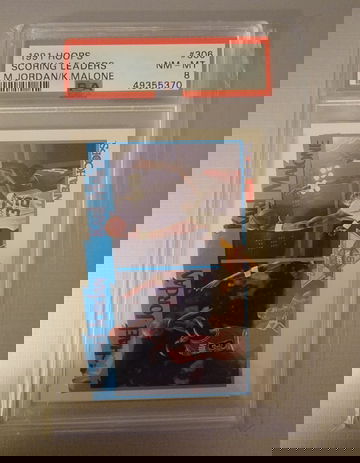 1991 Hoops Scoring Leaders Michael Jordan and Karl Malone PSA 8