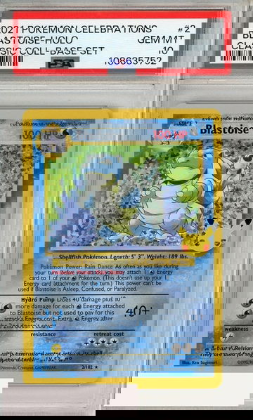 2021 PKMN CELEBRATIONS CLASSIC COLL BLASTOISE-HOLO #2 BASE SET PSA 10