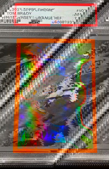 2013 TOPPS CHROME TOM BRADY #50 ORANGE REFRACTOR LOW POP PSA 7