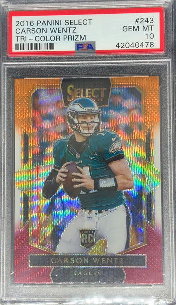 2016 Panini Select Carson Wentz Tri Color Prizm #243 PSA 10