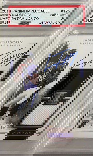 2018 Panini Impeccable Lamar Jackson Helmet/Patch - Auto PSA 8
