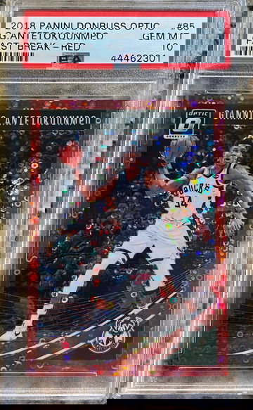 2018 Giannis Antetokounmpo Panini Donruss Optic Fast Break Red 79/85 PSA 10 POP 18