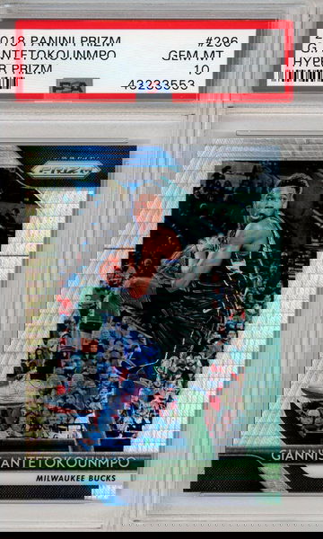2018 Prizm 296 Giannis Antetokounmpo Hyper PSA 10