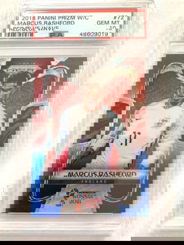 2018 w/c prizm Marcus rashford red/blue wave psa 10