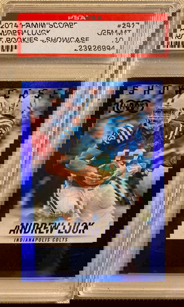 2014 Panini Scope ANDREW LUCK Hot Rookies Showcase #247 BLUE /79 PSA 10 gem mint rookie RC