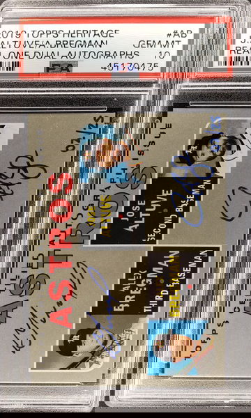 2019 Topps Heritage #AB Jose Altuve Alex Bregman Real One Dual Autographs #/25 PSA 10 Gem-Mint