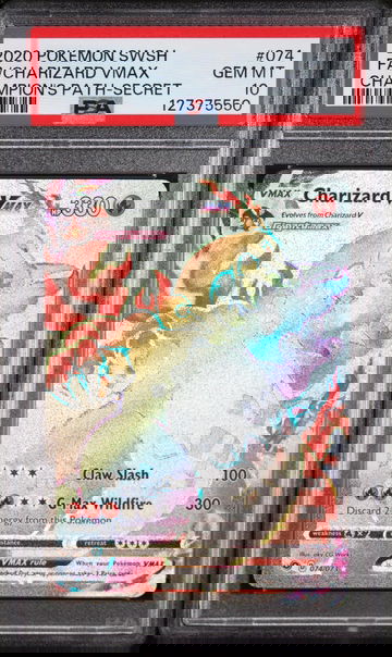 2020 Pokemon Sword and Shield Champion's Path Secret Rare Charizard Vmax #74 PSA 10