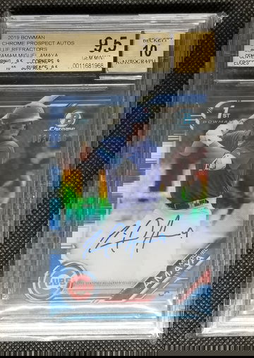2019 Bowman Chrome Miguel Amaya Blue Refractor Auto #/150