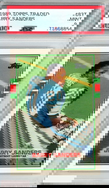 1989 TOPPS TRADED BARRY SANDERS #83T ROOKIE RC DETROIT LIONS HOF PSA 9 MINT