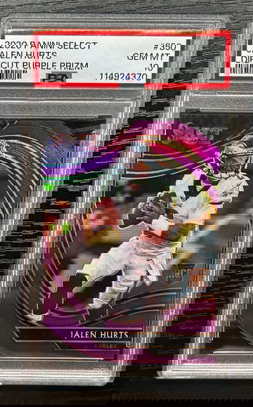 2020 Select Jalen Hurts Club Level Die Cut Purple Prizm PSA 10