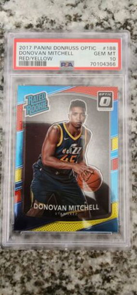 Donovan Mitchell 2017 Donruss Optic Rated Rookie Red/ Yellow RC PSA 10 Cavs Jazz