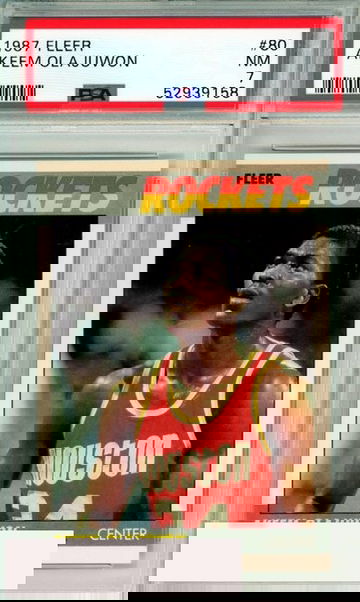 1987 FLEER AKEEM OLAJUWON #80 HOF HOUSTON ROCKETS PSA 7 NM