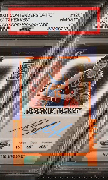 2021 Contenders Optic Austin Reaves /25 Auto Orange Rookie RC SSP PSA 8