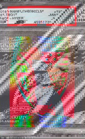 Mike Trout 2018 Panini Chronicles Crusade #19 Hyper Prizm /299 PSA 9