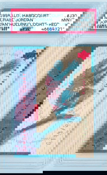 1998 Upper Deck Hardcourt Jordan Holding Court Michael Jordan Red PSA 9