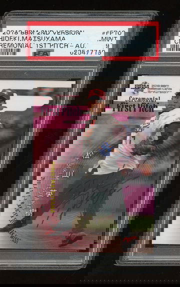 Hideki Matsuyama (Golf) 2018 BBM Japan Ceremonial 1st Pitch Auto RC 09/30 PSA9