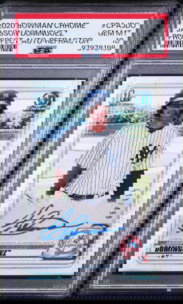 2020 Bowman Chrome Jasson Dominguez Prospect Refractor Auto #/499 PSA 10 Rookie RC Yankees
