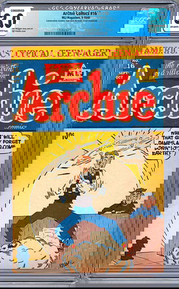 ARCHIE COMICS #16 CGC 3.0 GOLDEN AGE CLASSIC VIGODA ART CONSERVED GRADE 1945