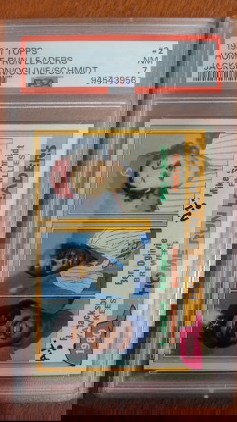 1981 Topps Home Run Leaders #2 Reggie Jackson Ben Ogilvie Mike Schmidt PSA 7