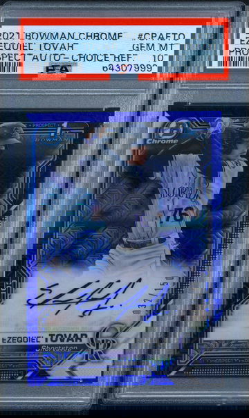 EZEQUIEL TOVAR 2021 BOWMAN CHROME PROSPECT AUTO CHOICE /150 PSA 10