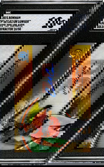 2023 Bowman Chrome Colton Cowser Auto Gold Refractor #'d 10/50 Baltimore Orioles SGC 10/10 #BTP-30