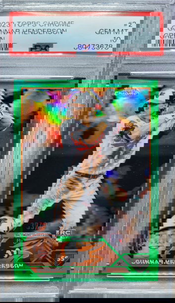 2023 Topps Chrome Gunnar Henderson Green Refractor /99 PSA 10