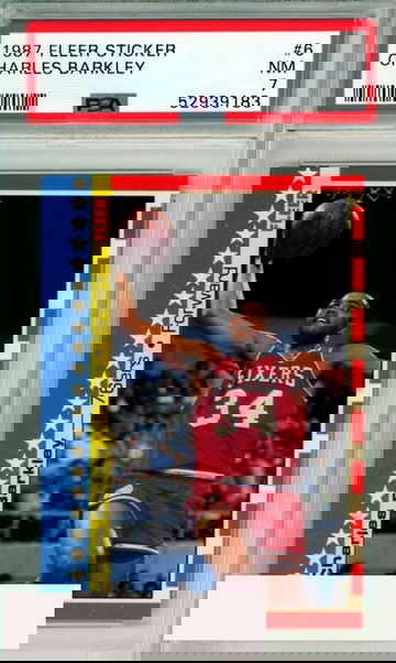 1987 FLEER STICKER CHARLES BARKLEY #6 HOF PHILADELPHIA 76ERS PSA 7 NM