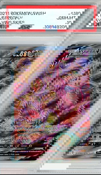 2021 POKEMON SWORD AND SHIELD EVOLVING SKIES FA ESPEON V #180 PSA 10 GEM MT