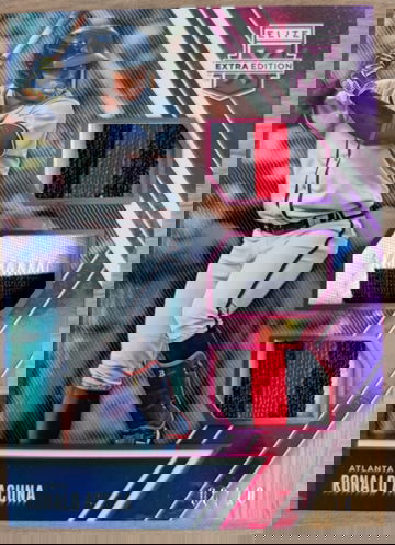 2017 Panini Elite Extra Edition Ronald Acuna Jr. Triple Materials Patch Emerald /10 RC Rookie