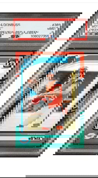 2024 Donruss Optic Preview Red Green Prizm Bo Nix PSA 9