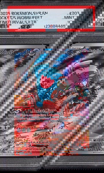 2025 Pokemon Scarlet and Violet Black Star Promo Destined Rivals Elite Trainer Box Team Rocket's Wobbuffet #203 PSA 9