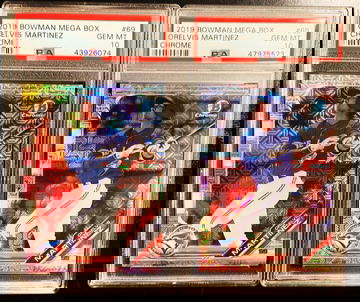 Lot of (2) 2019 Bowman Mega Box Orelvis Martinez Mojo Refractor PSA 10