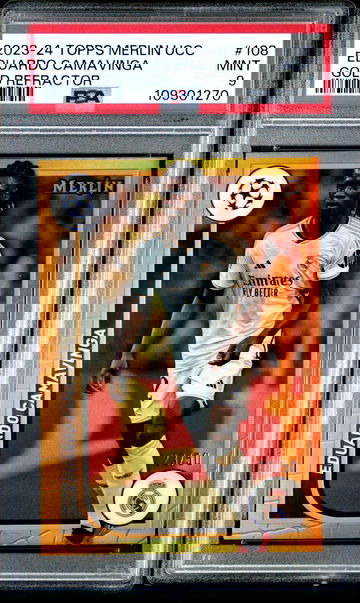 2023 Topps Merlin UEFA Club Competitions Gold Refractor Eduardo Camavinga #108 /50 PSA 9