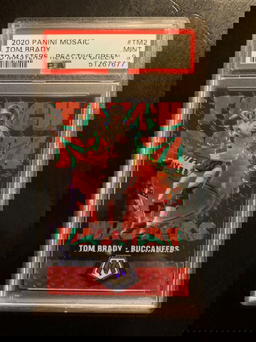 2020 Mosaic Reactive Green Touchdown Masters Tom Brady /89 PSA 9