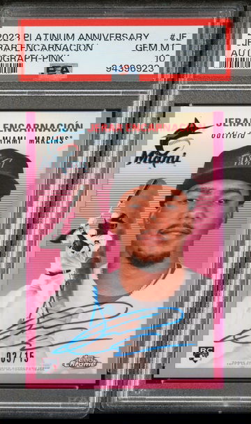 2023 Topps Chrome Platinum Pink Jerar Encarnación #JE RC Auto /15 PSA 10