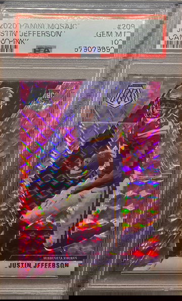 2020 Panini Mosaic Justin Jefferson Camo Pink PSA 10