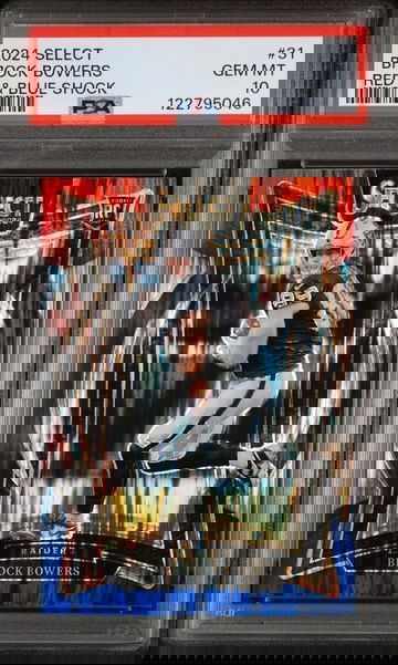 2024 Panini Select Red & Blue Shock Brock Bowers #31 RC Prizm PSA 10