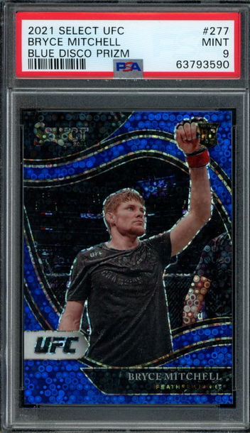 2021 Select UFC Bryce Mitchell RC Rookie Octagonside Blue Disco Prizm /99 PSA 9