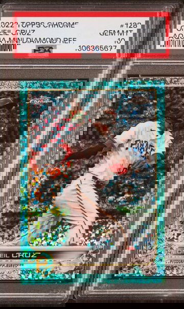 2022 Topps Chrome Oneil Cruz Aqua Mini Diamond /199 PSA 10 
