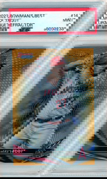 2022 Bowman's Best #14 Mike Trout Orange Refractor PSA 9 MINT!