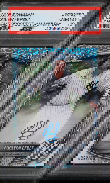 2025 Chrome Prospect Autographs Mini-Diamond Refractors Edgleen Perez #CPAEPZ /100 PSA 10