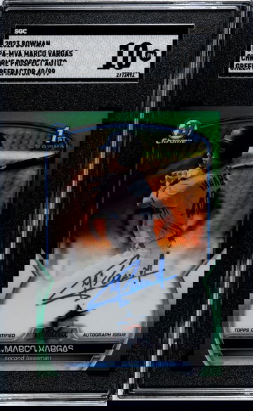 2023 Bowman Chrome Green Refractor Marco Vargas #CPA-MVA Auto /99 SGC 10