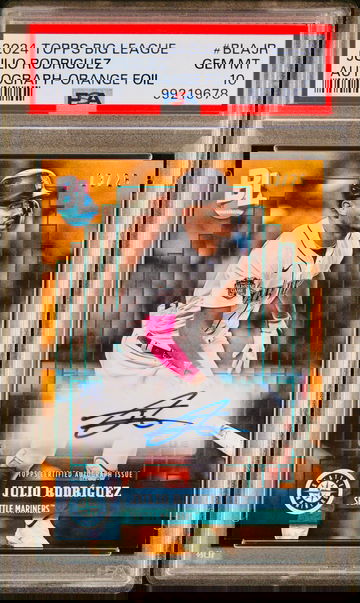 2024 Topps Big League JULIO RODRIGUEZ Orange Auto /25 PSA 10