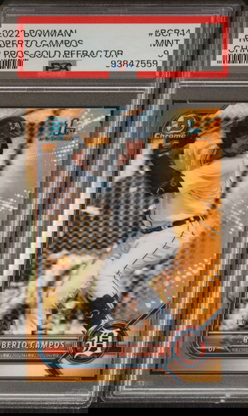 2022 Bowman Chrome Prospects Gold Refractor Roberto Campos #BCP14 /50 PSA 9